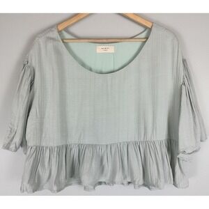 Momni Boutique Women's 3/4 Sleeve Ruffled Cropped Peplum Top Size Large